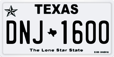 TX license plate DNJ1600