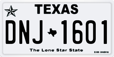 TX license plate DNJ1601