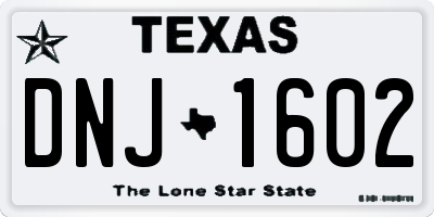 TX license plate DNJ1602