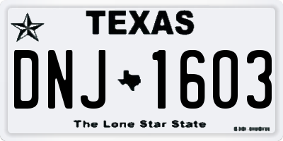 TX license plate DNJ1603