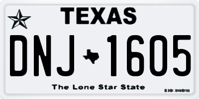 TX license plate DNJ1605