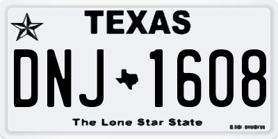 TX license plate DNJ1608