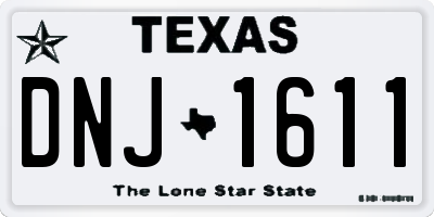 TX license plate DNJ1611