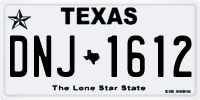 TX license plate DNJ1612
