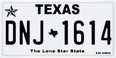 TX license plate DNJ1614