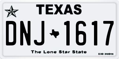 TX license plate DNJ1617
