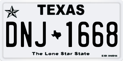 TX license plate DNJ1668