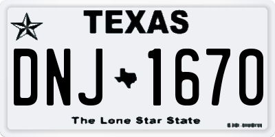 TX license plate DNJ1670