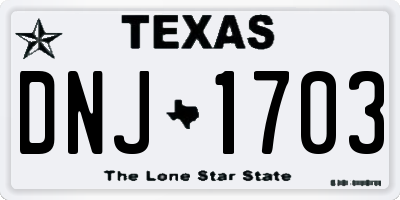 TX license plate DNJ1703