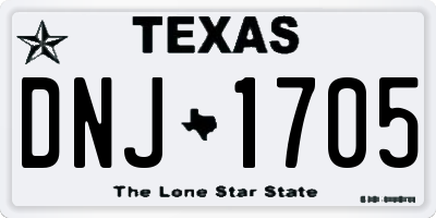 TX license plate DNJ1705