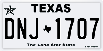 TX license plate DNJ1707