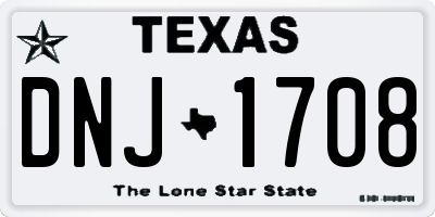 TX license plate DNJ1708