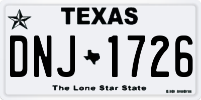 TX license plate DNJ1726