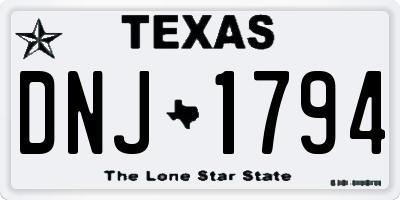 TX license plate DNJ1794