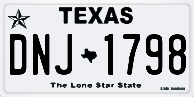 TX license plate DNJ1798
