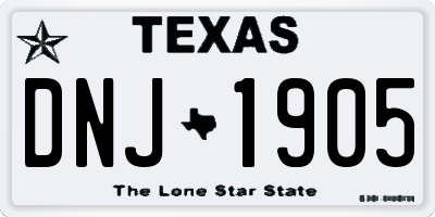 TX license plate DNJ1905