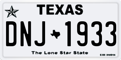 TX license plate DNJ1933
