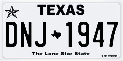TX license plate DNJ1947