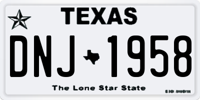TX license plate DNJ1958