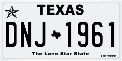 TX license plate DNJ1961