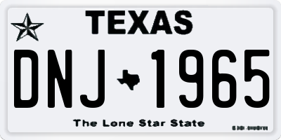 TX license plate DNJ1965