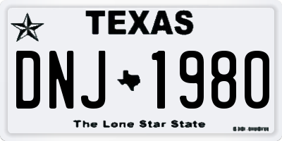 TX license plate DNJ1980