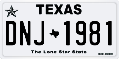 TX license plate DNJ1981