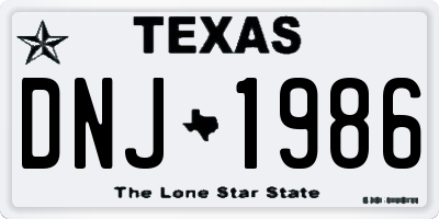 TX license plate DNJ1986