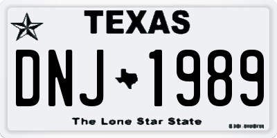 TX license plate DNJ1989