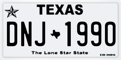 TX license plate DNJ1990