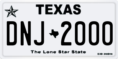 TX license plate DNJ2000