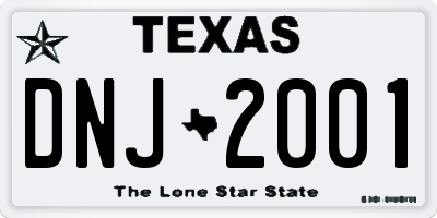 TX license plate DNJ2001