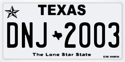 TX license plate DNJ2003