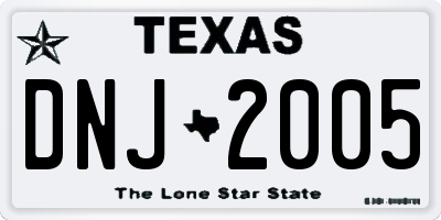 TX license plate DNJ2005