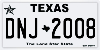 TX license plate DNJ2008