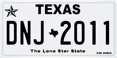 TX license plate DNJ2011