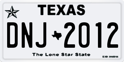 TX license plate DNJ2012