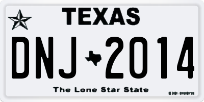 TX license plate DNJ2014