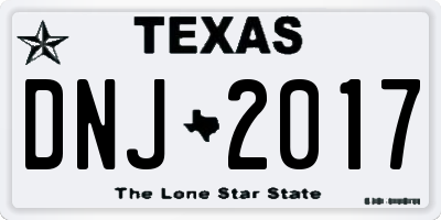 TX license plate DNJ2017