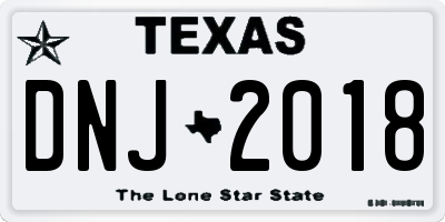 TX license plate DNJ2018