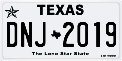 TX license plate DNJ2019