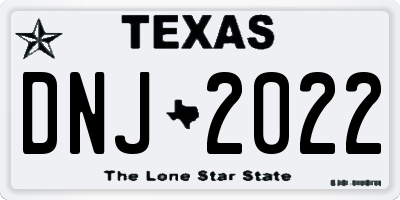 TX license plate DNJ2022