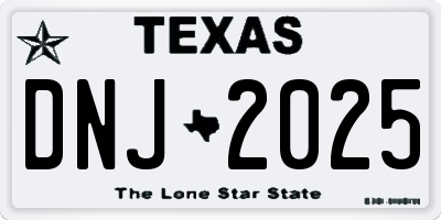 TX license plate DNJ2025
