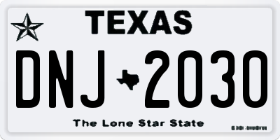 TX license plate DNJ2030