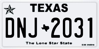 TX license plate DNJ2031