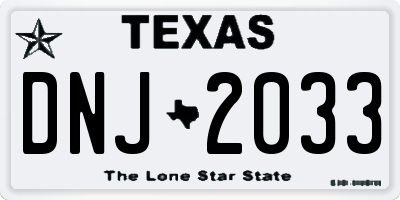 TX license plate DNJ2033