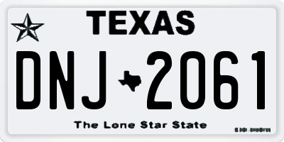 TX license plate DNJ2061