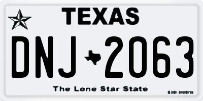 TX license plate DNJ2063