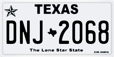 TX license plate DNJ2068