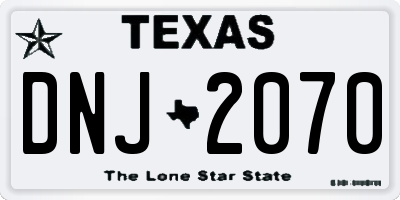 TX license plate DNJ2070